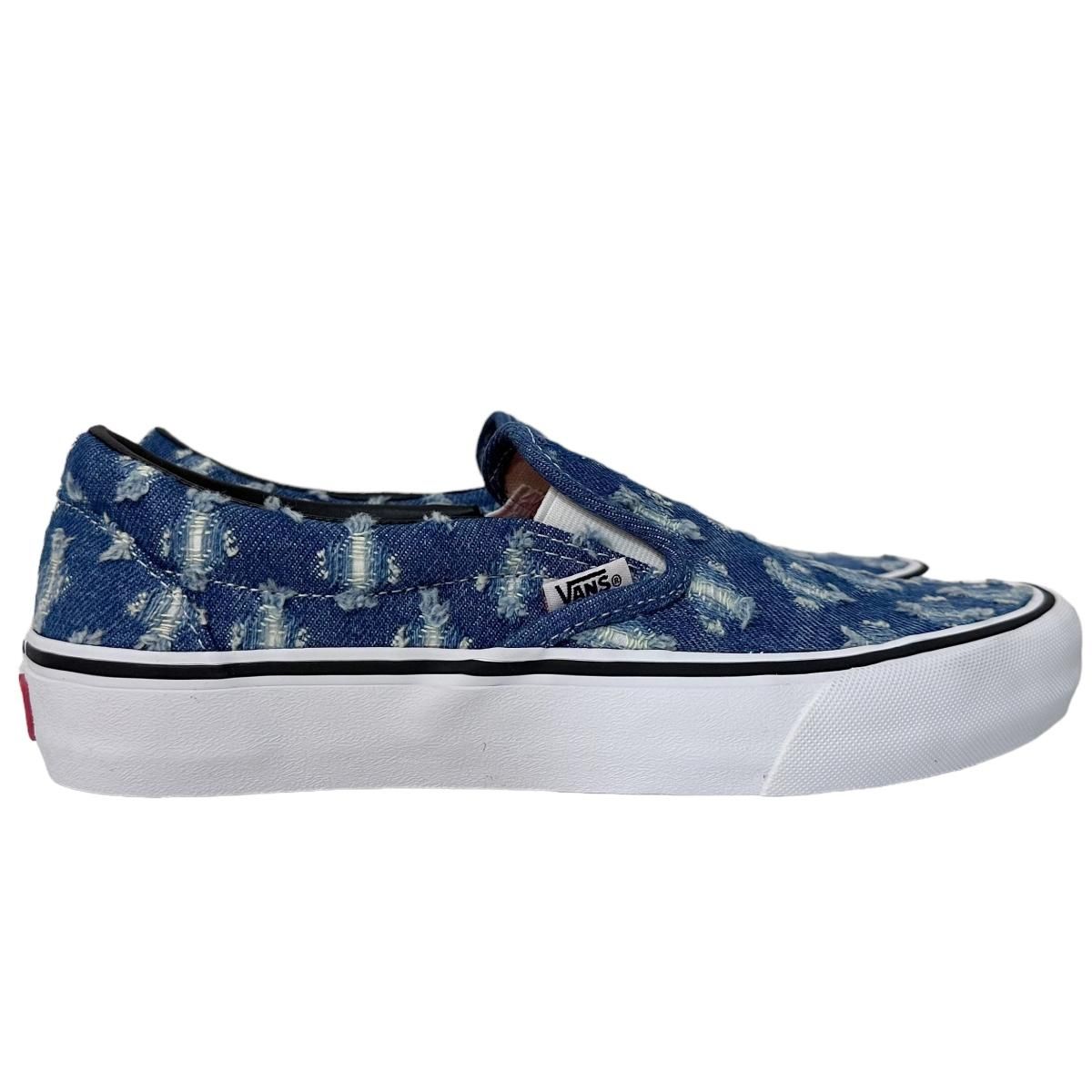 新品 20SS SUPREME × VANS Hole Punch Denim Slip-On Pro 青 US8/26.0cm シュプリーム バンズ ホール パンチ デニム スリッポン プロ - NEWJOKE ONLINE STORE