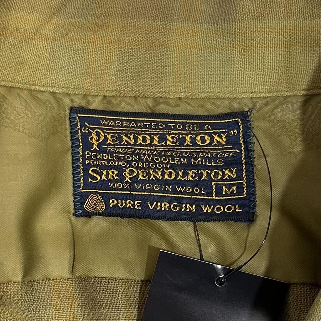 60s PENDLETON Check Wool L/S Shirt オリーブカーキ M ペンドルトン