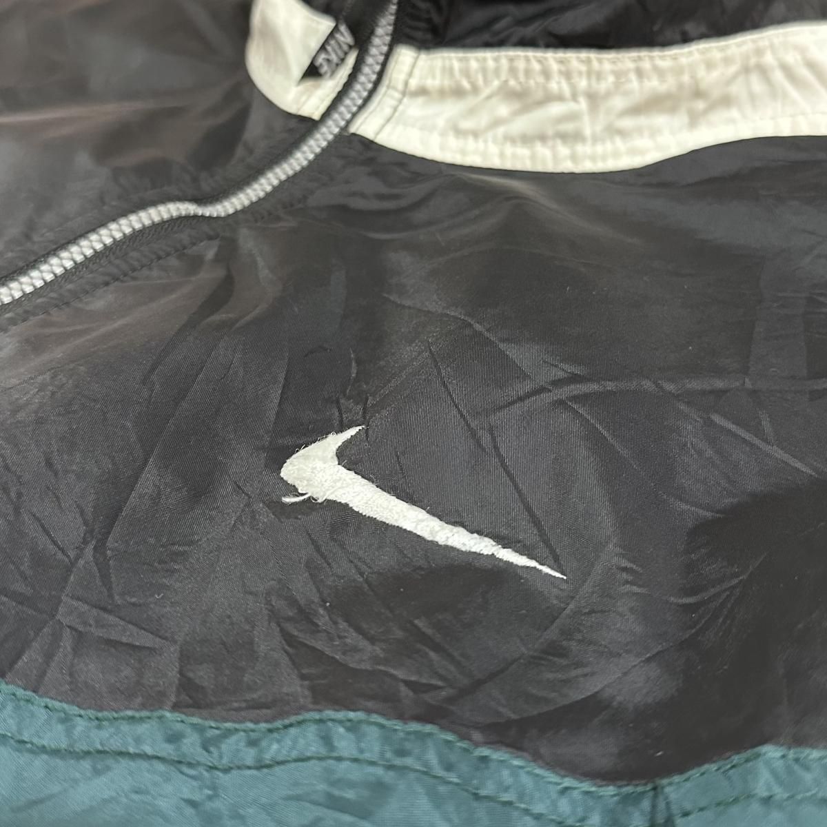 96年製 NIKE Half-Zip Nylon Pullover Jacket 黒緑 XL 90s 96年製 NIKE Half-Zip Nylon Pullover Jacket 黒緑 XL 90s