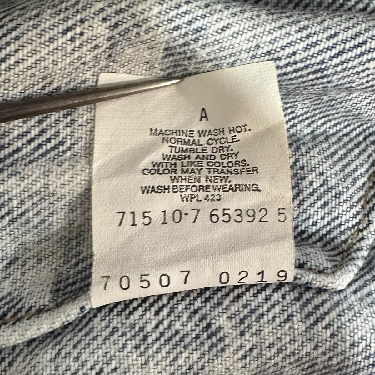 USA製 87年 Levi's 70507-0219 Chemical Wash Denim Jacket 青 M