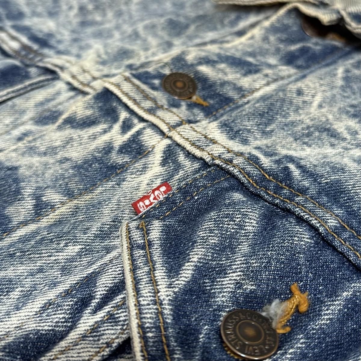 87年USA製リーバイス70507 Gジャン M 身幅59cm ケミカル USA製 87年 Levi's 70507-0219 Chemical Wash Denim Jacket 青 M