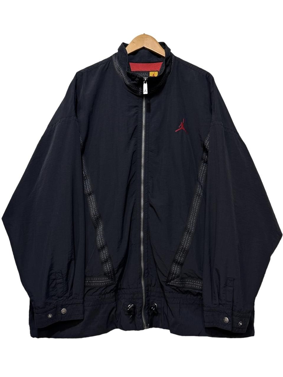 90s NIKE AIR JORDAN Logo Nylon Jacket 黒 XL ナイキ エアジョーダン ナイロンジャケット ジャンプマン  ブラック 古着 - NEWJOKE ONLINE STORE