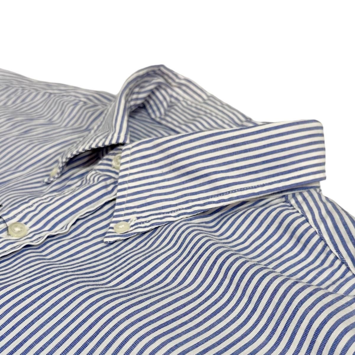USA製 90s BROOKS BROTHERS Stripe Cotton BD L/S Shirt 青白 17 USA製 90s BROOKS BROTHERS Stripe Cotton BD L/S Shirt 青白 17