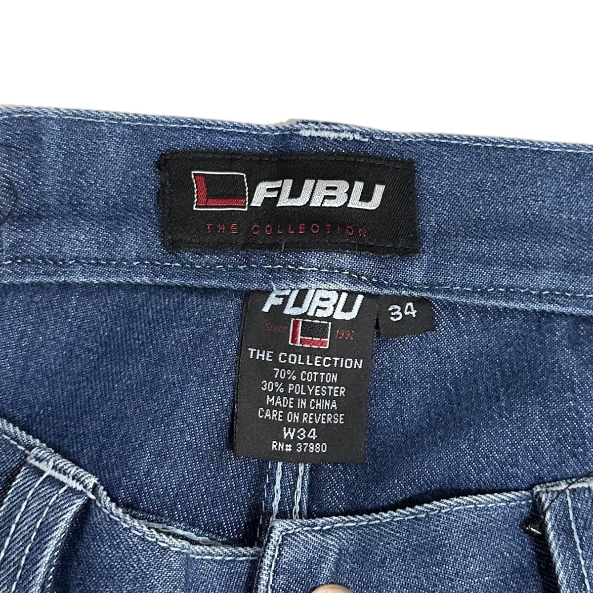 00s FUBU Denim Shorts 紺 34 フブ デニムショーツ ヒップホップ