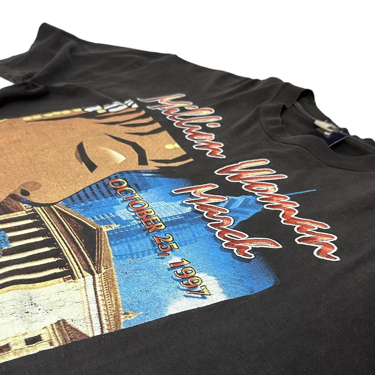 97年製 MILLION WOMAN MARCH Print S/S Tee 黒 XL 90s ミリオン 97年製 MILLION WOMAN MARCH Print S/S Tee 黒 XL 90s ミリオン