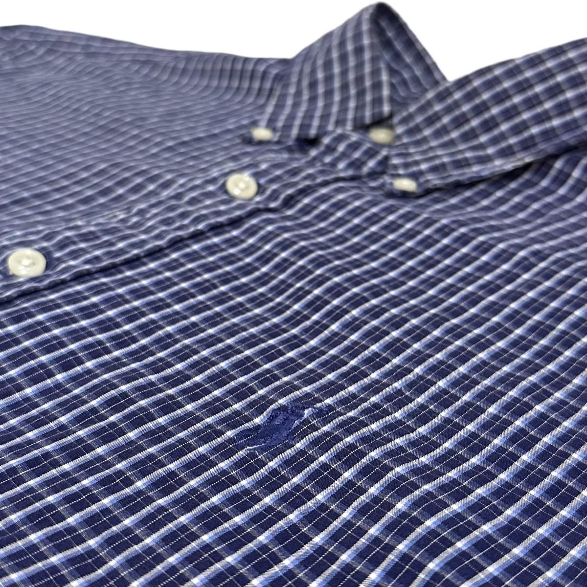 ラルフローレン 長袖シャツ ボタンダウン チェック ポニーロゴ コットン ブルー POLO RALPH LAUREN 90's ラルフローレン Polo Ralph Lauren
