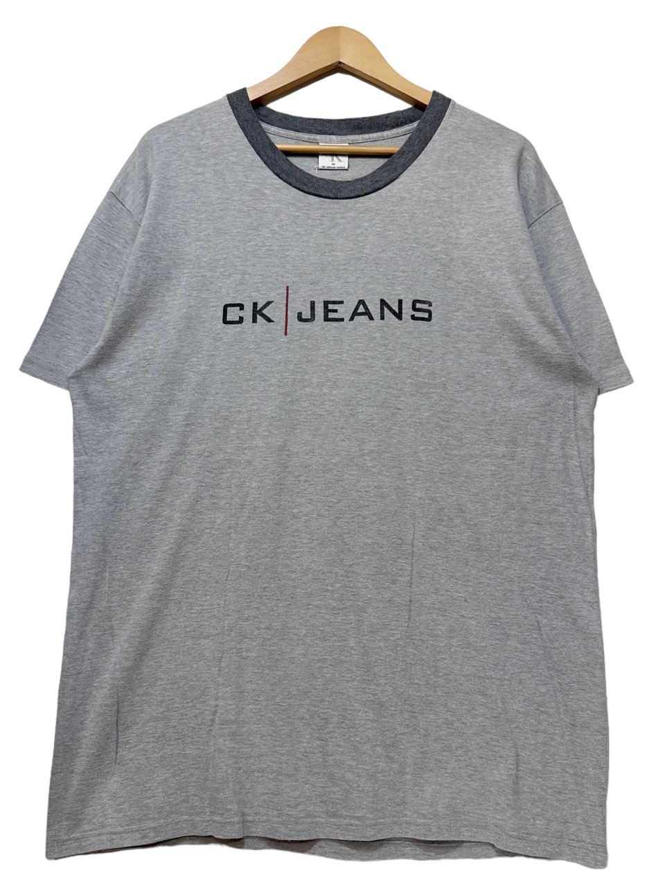 USA製 00s Calvin Klein Jeans Logo Ringer S/S Tee 灰 M カルバンクライン ジーンズ リンガーTシャツ  半袖 Tシャツ CK グレー 古着 - NEWJOKE ONLINE STORE