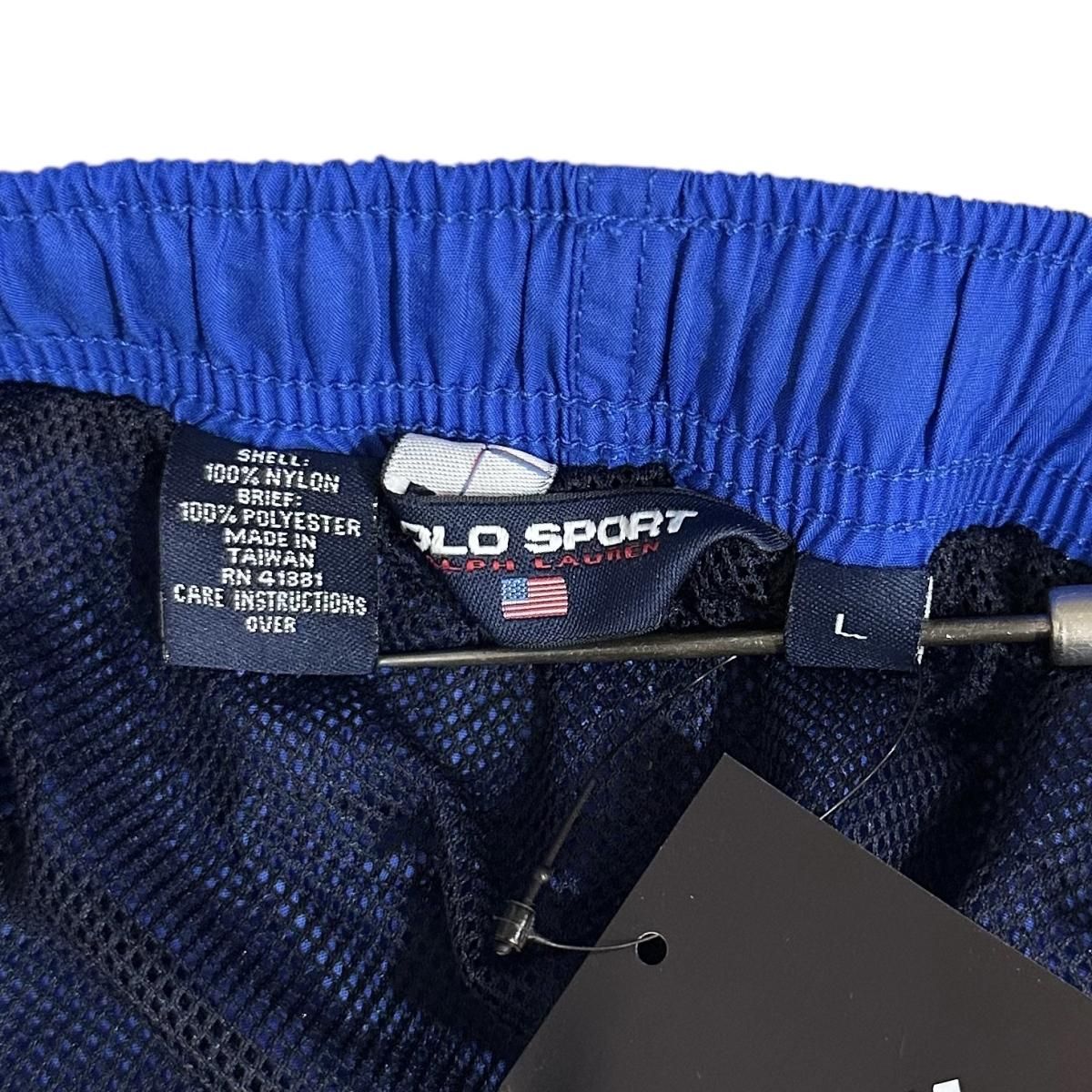 90s POLO SPORT Nylon Swim Shorts 青黄 L ポロスポーツ スイム