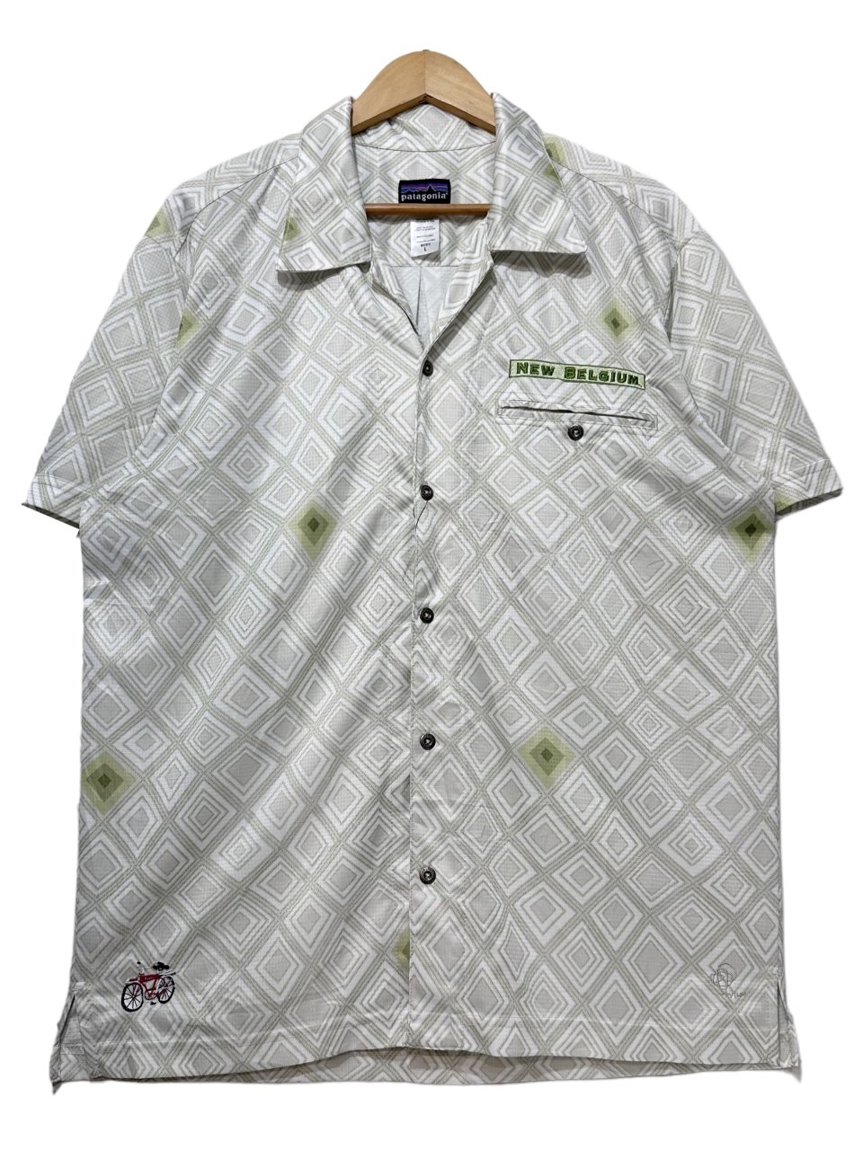 06年製 patagonia Rhythm Polyester S/S Shirt 緑 L 00s パタゴニア