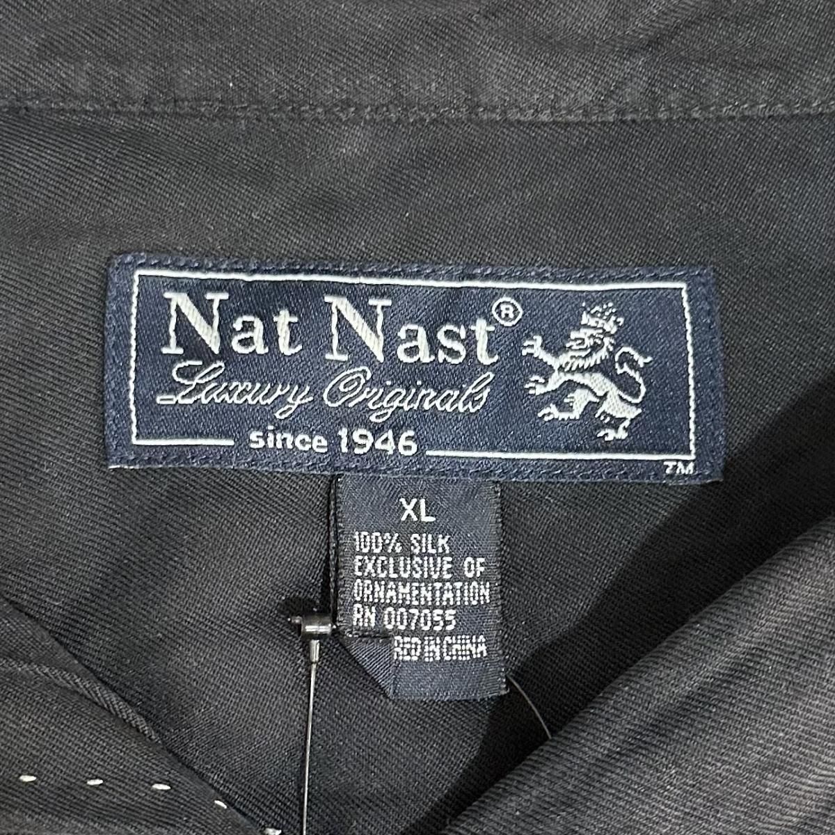 Nat Nast ナットナスト 半袖 オープンカラーシャツ シルク XL 古着 Nat Nast ツートン 半袖 オープンカラー シルクシャツ