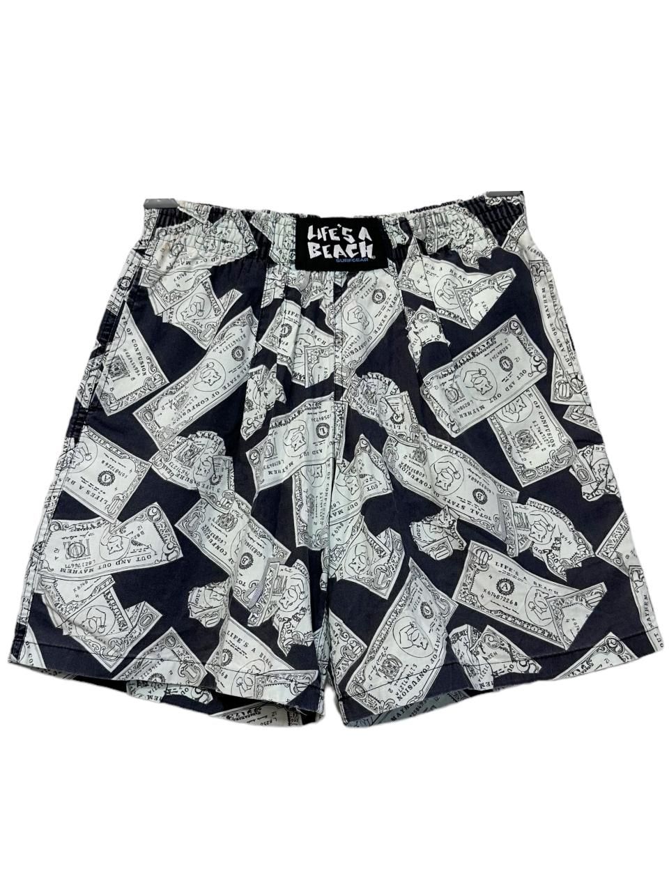 80s LIFE'S A BEACH Cotton Easy Shorts 黒白 M ライフズアビーチ 