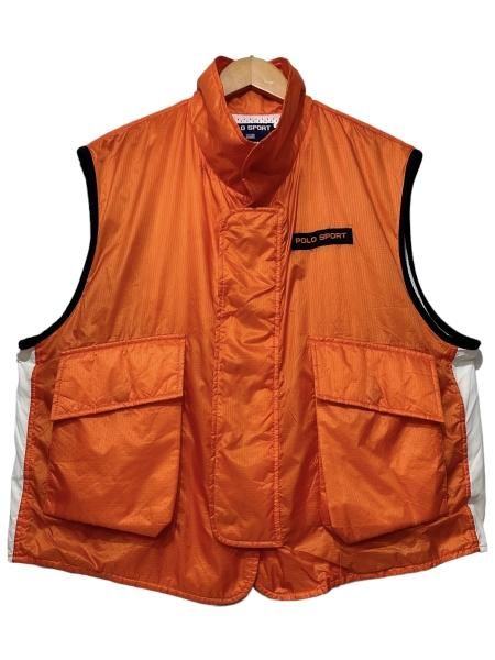 90s POLO SPORT ポロスポーツ ナイロンベスト オレンジ XL