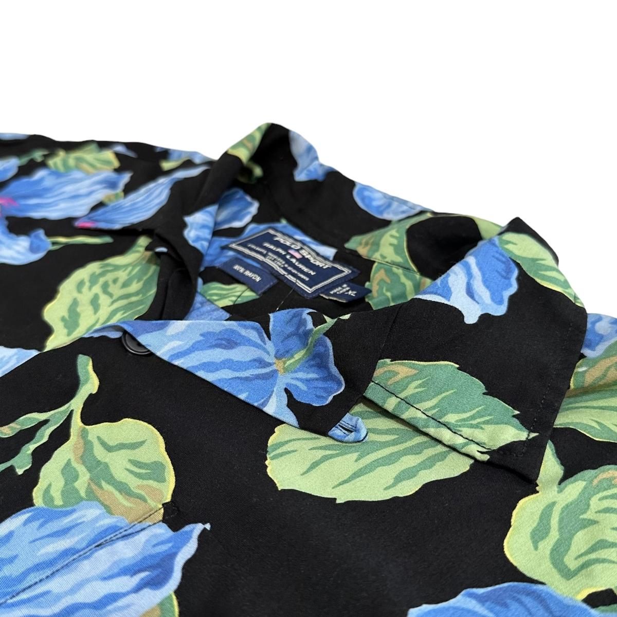 90s POLO SPORT ポロスポーツ 花柄 開襟 レーヨン ブラック L 楽天市場】00s POLO SPORT Rayon Aloha Shirt 黒 XL ポロ