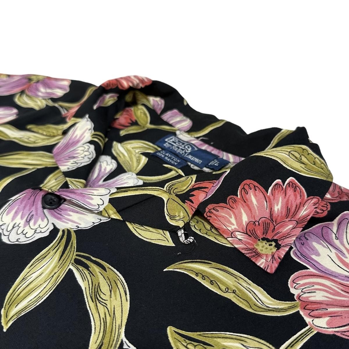 90s Polo Ralph Lauren Shirt CLAYTON 黒花
