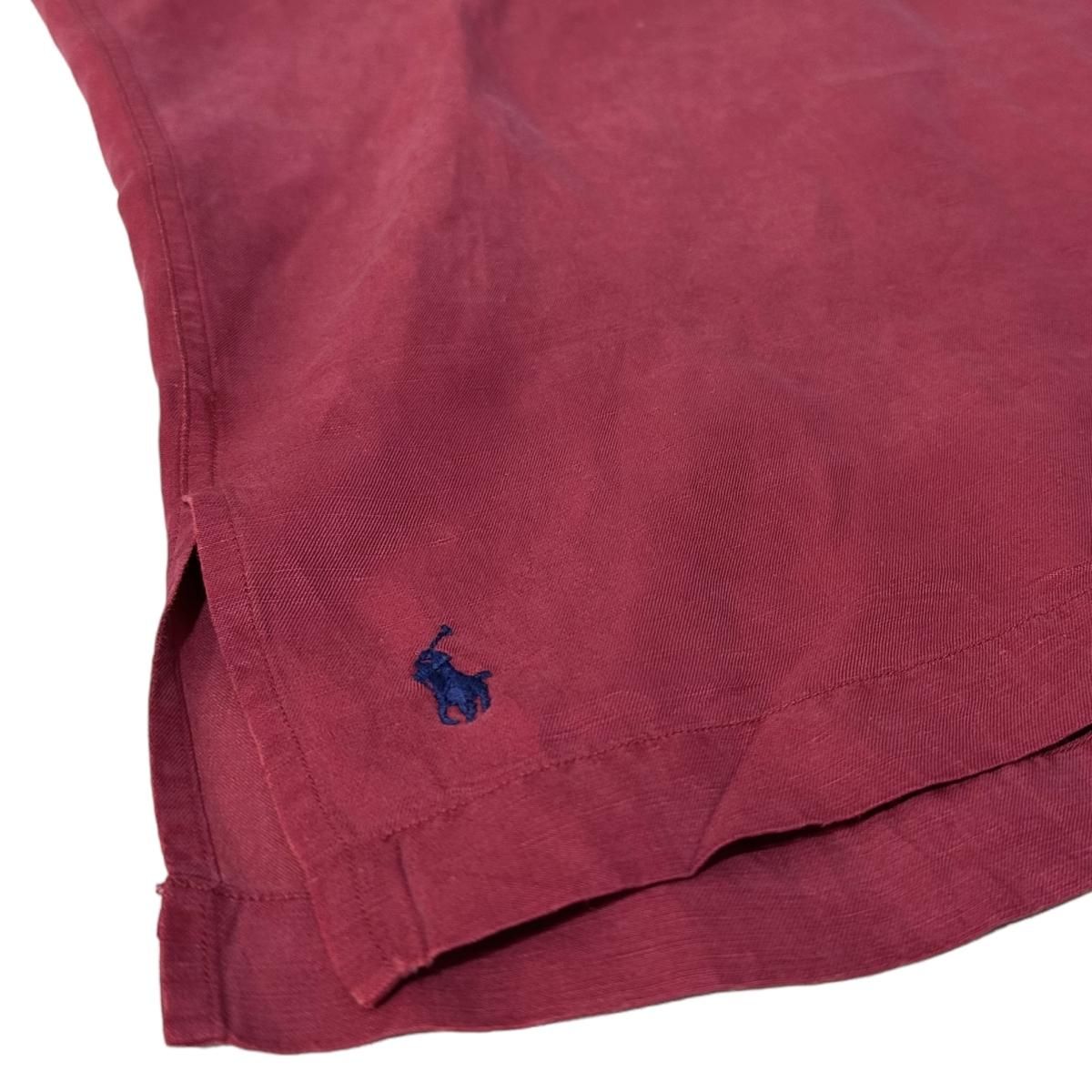 Ralph Lauren Classic Fit Linen Short Sleeve Shirt Red SizeXL