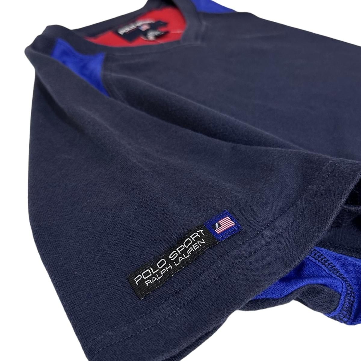 カナダ製 90s POLO SPORT S/S Tee 紺青 L ポロスポーツ 半袖 T