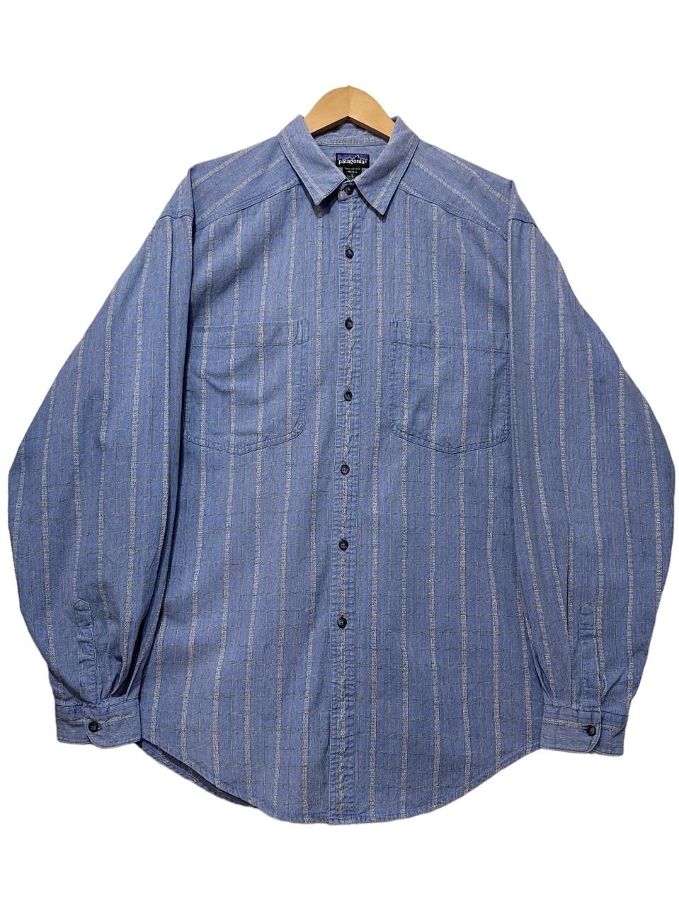 91年製 patagonia Patterned Chambray Shirt 青 L 90s 91年製 patagonia Patterned Chambray Shirt 青 L 90s