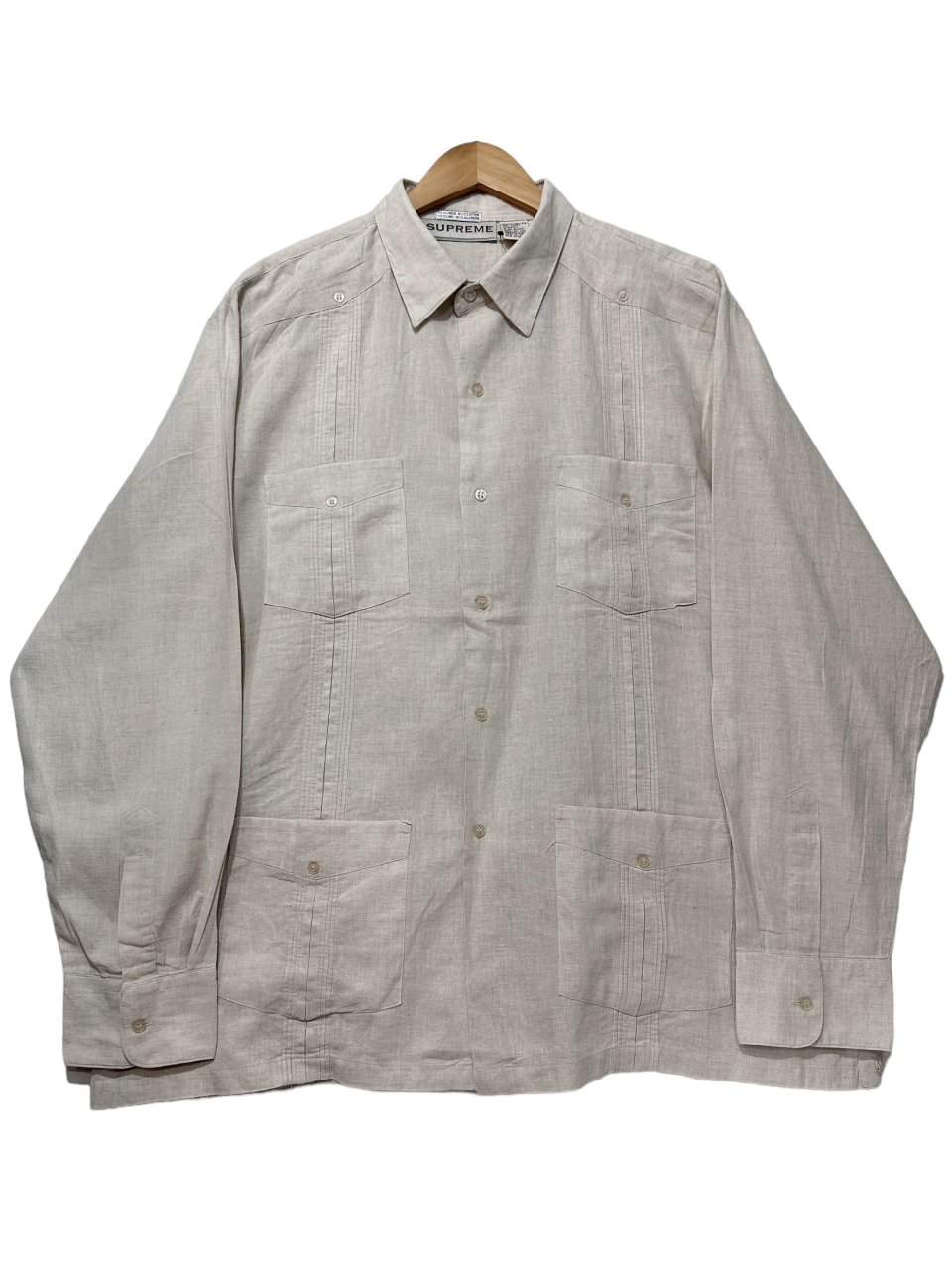 00s SUPREME Linen-Cotton L/S Cuba Shirt ベージュ XL 長袖 キューバ ...