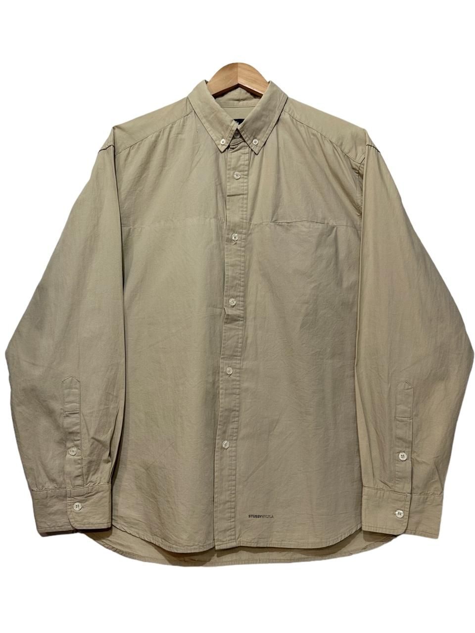 USA製 90s~00s OLD STUSSY Cotton BD L/S Shirt カーキ L USA製 90s~00s OLD STUSSY Cotton BD L/S Shirt カーキ L