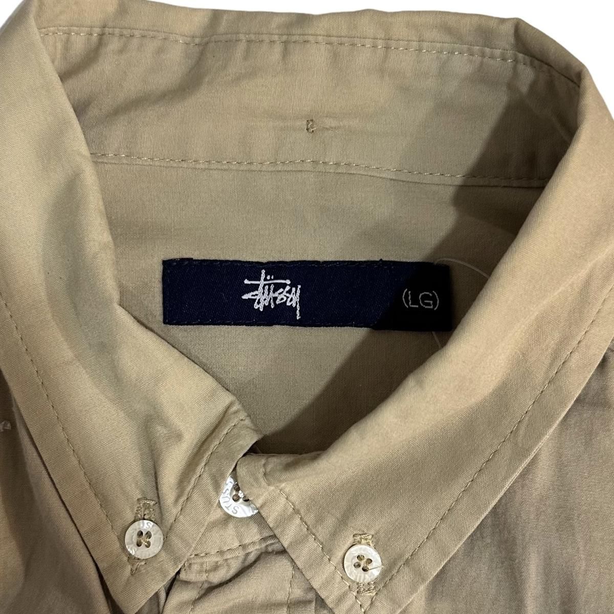 USA製 90s~00s OLD STUSSY Cotton BD L/S Shirt カーキ L USA製 90s~00s OLD STUSSY Cotton BD L/S Shirt カーキ L