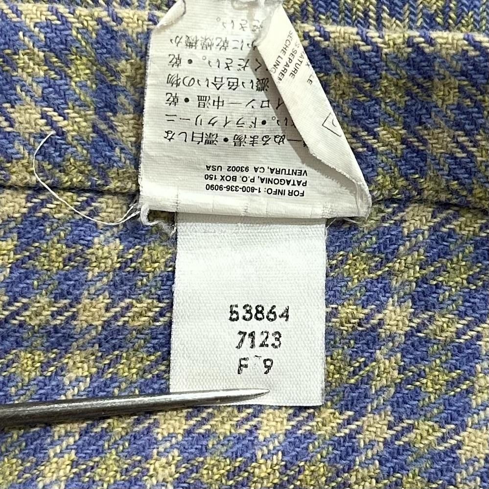 99年製 patagonia Heavy Flannel Shirt 青黄 L 90s パタゴニア 99年製 patagonia Heavy Flannel Shirt 青黄 L 90s パタゴニア