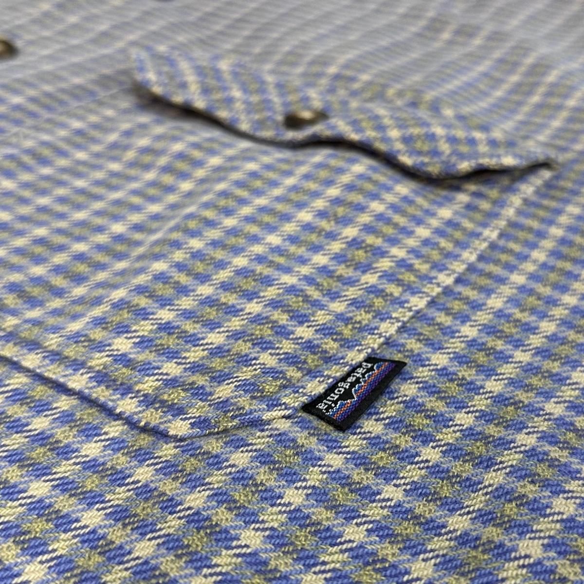 99年製 patagonia Heavy Flannel Shirt 青黄 L 90s パタゴニア 99年製 patagonia Heavy Flannel Shirt 青黄 L 90s パタゴニア