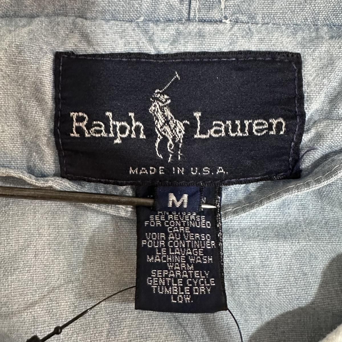 80s Polo Ralph Lauren Chambray Hooded Jacket 薄青 M ポロ 80s Polo Ralph Lauren Chambray Hooded Jacket 薄青 M ポロ