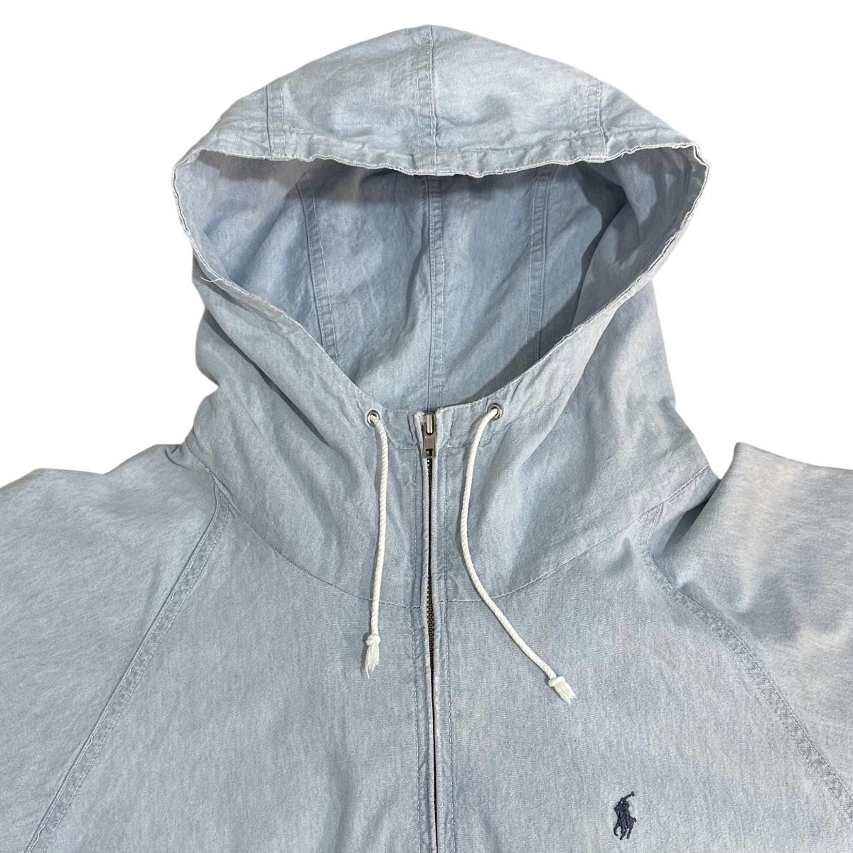80s Polo Ralph Lauren Chambray Hooded Jacket 薄青 M ポロ 80s Polo Ralph Lauren Chambray Hooded Jacket 薄青 M ポロ
