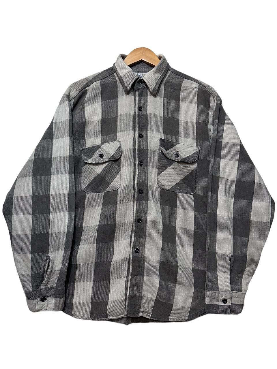 70s~80s FIVE BROTHER Check Flannel L/S Shirt 灰黒 L ファイブ 