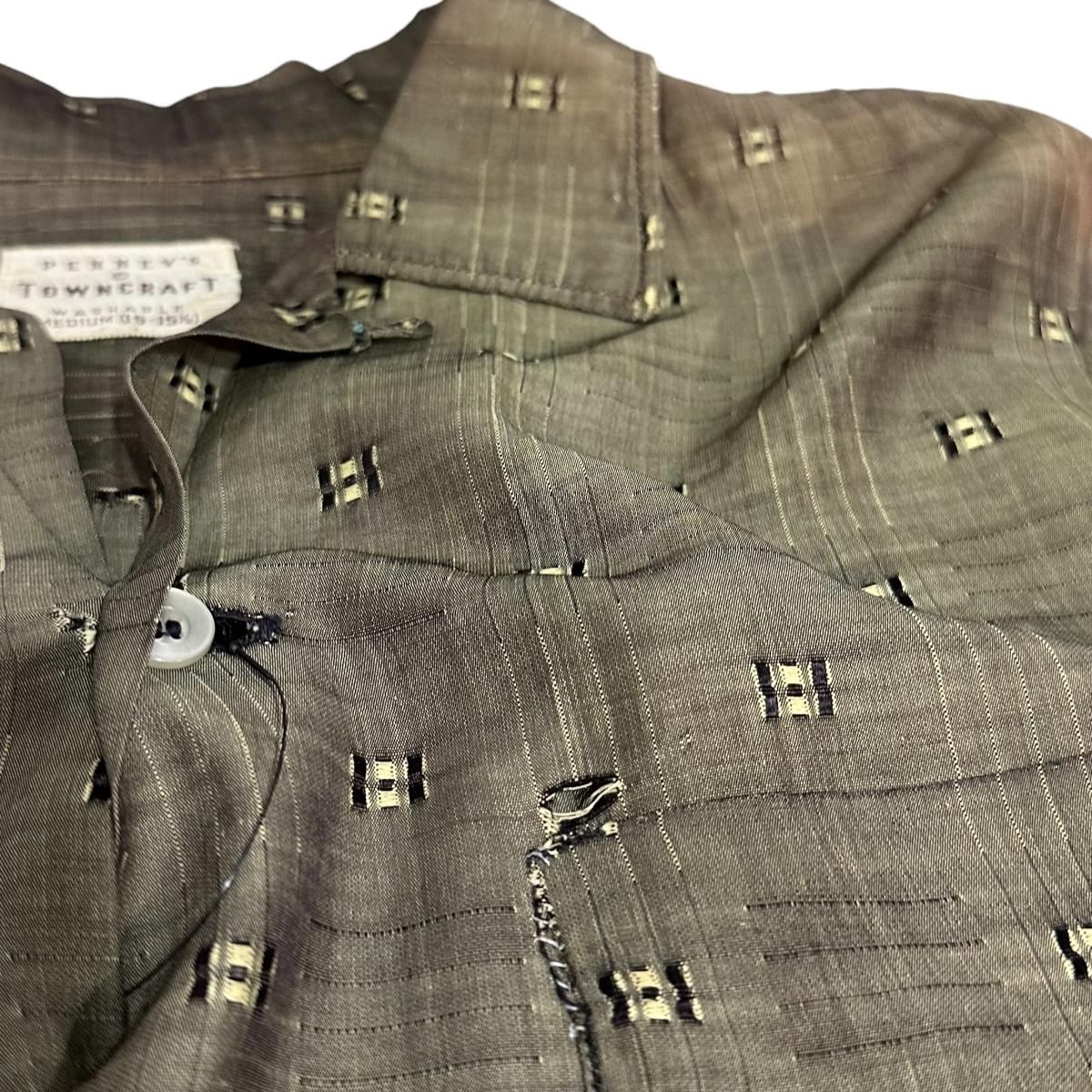 50s TOWNCRAFT Rayon Open Collar L/S Shirt オリーブ M タウン 50s TOWNCRAFT Rayon Open Collar L/S Shirt オリーブ M タウン