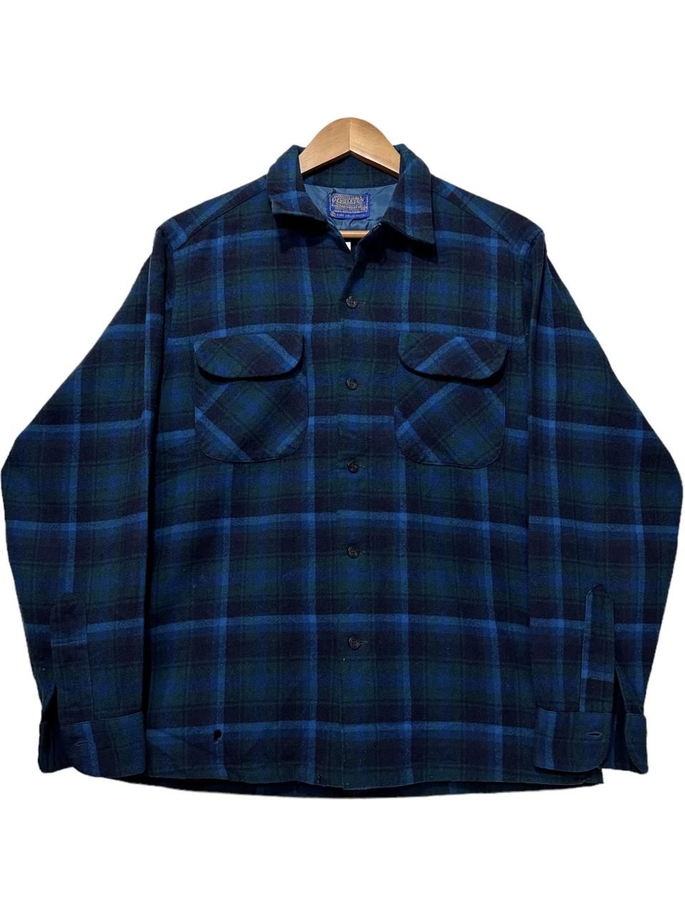 60s PENDLETON Wool Board Shirt 青緑 M ペンドルトン 長袖 ボード