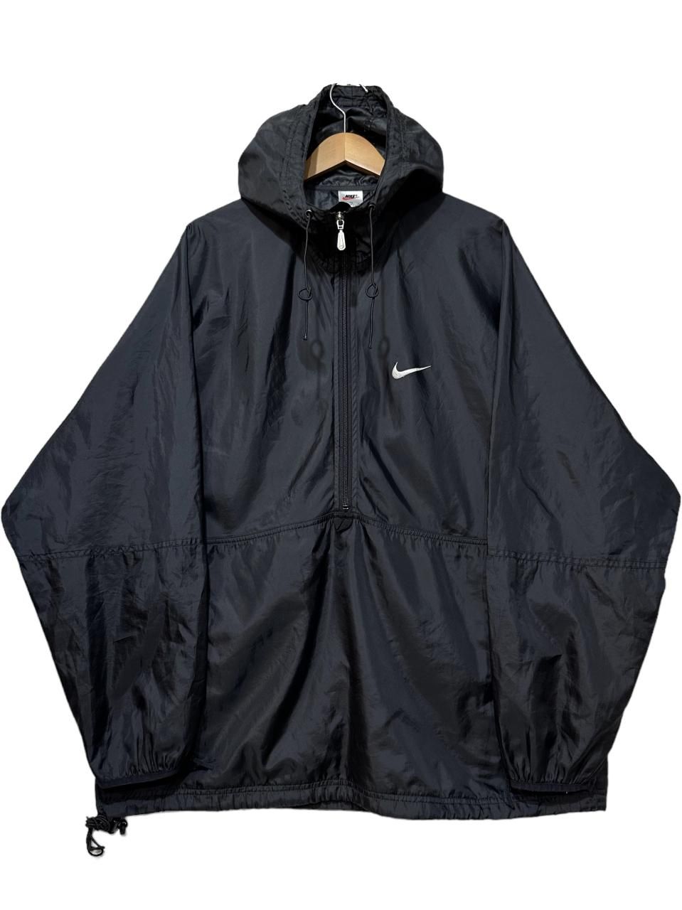 98年製 NIKE Logo Nylon Anorak Parka 黒 XL 銀タグ 90s ナイキ