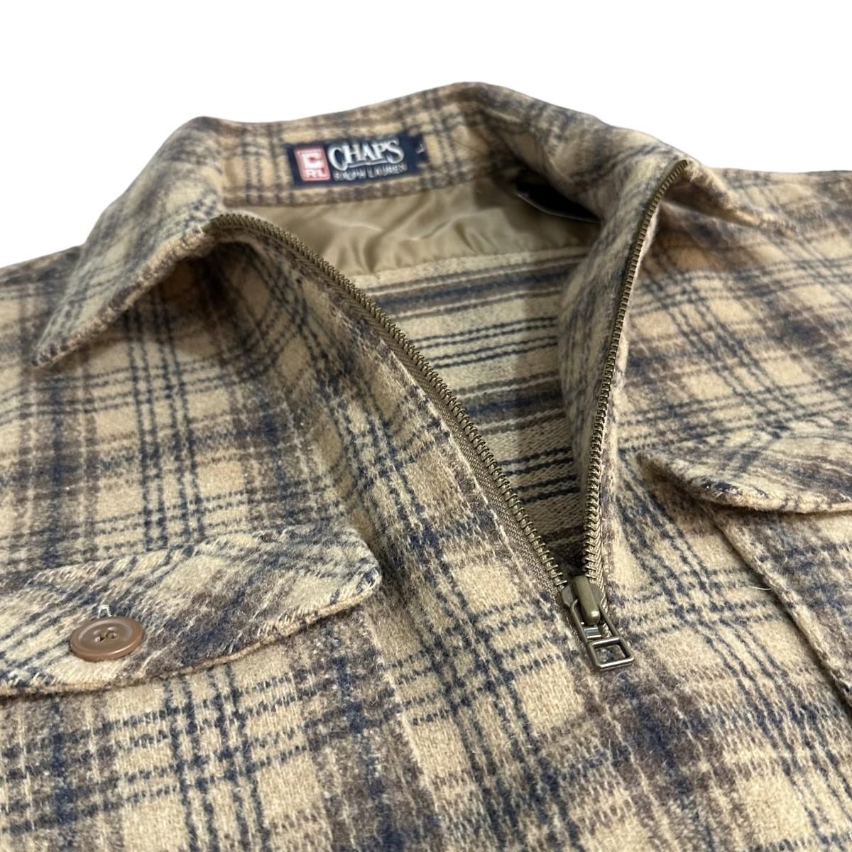 90s CHAPS Wool Half-Zip Pullover Shirt 茶 L チャップス 長袖 90s CHAPS Wool Half-Zip Pullover Shirt 茶 L チャップス 長袖