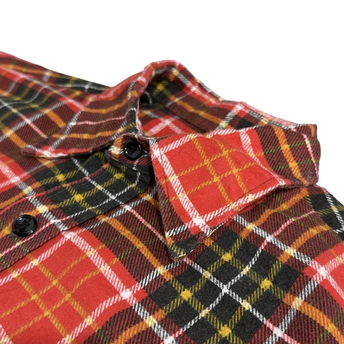70s Sears Print Flannel L/S Shirt 赤黄 L シアーズ 長袖 70s Sears Print Flannel L/S Shirt 赤黄 L シアーズ 長袖