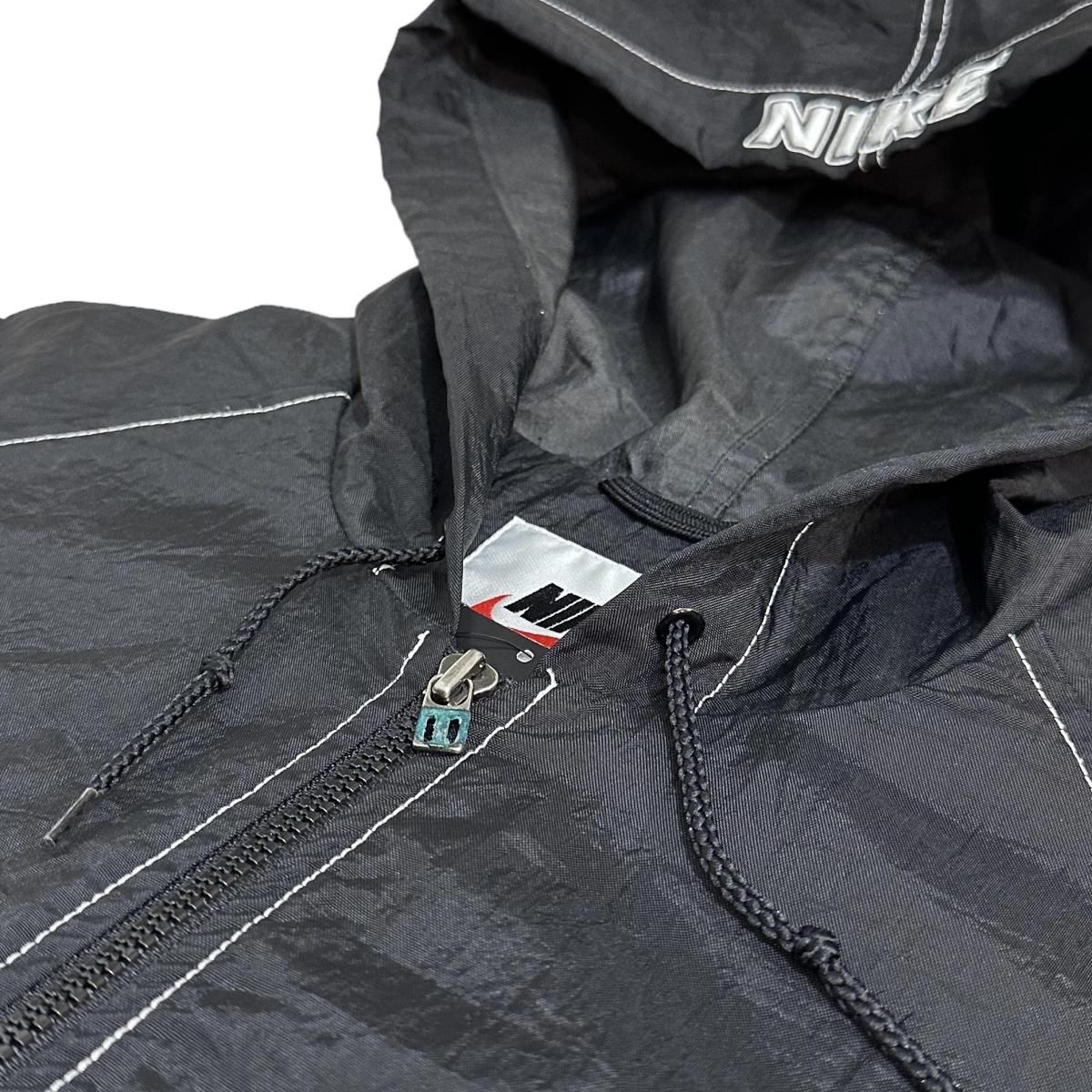 97年製 NIKE Logo Nylon Hooded Jacket 黒 M 90s ナイキ 97年製 NIKE Logo Nylon Hooded Jacket 黒 M 90s ナイキ