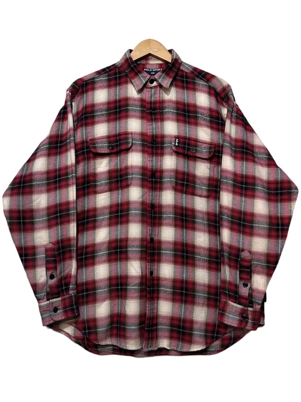 90s POLO SPORT Check Flannel L/S 赤黒 XL ポロスポーツ 長袖