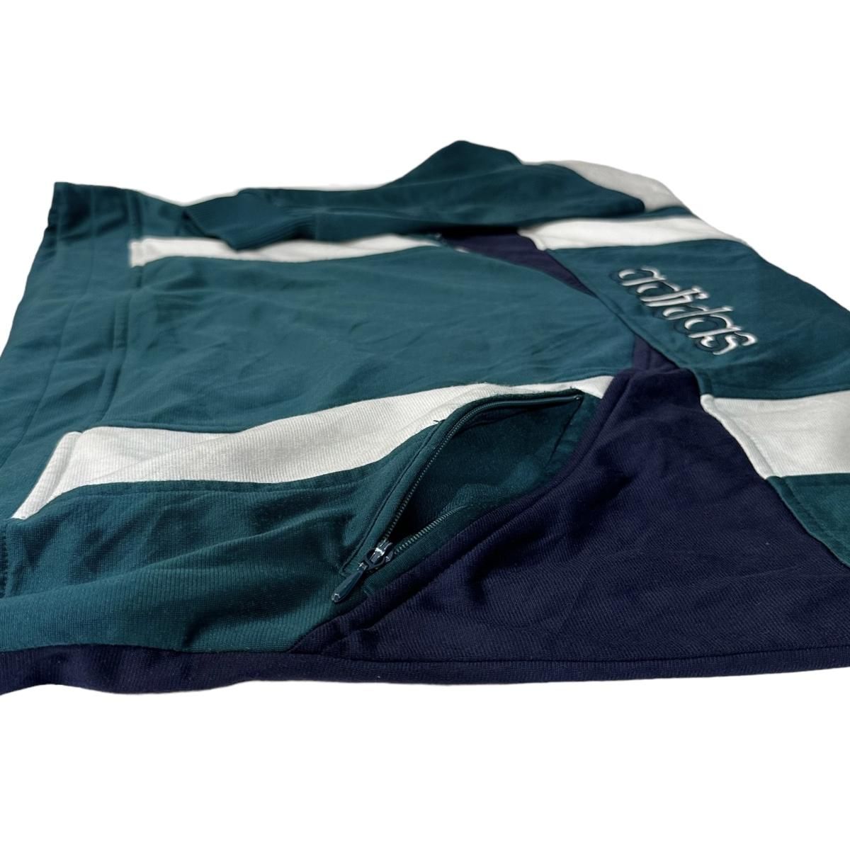 90s adidas Half-Zip Hooded Jersey 緑白紺 M アディダス ハーフ 90s adidas Half-Zip Hooded Jersey 緑白紺 M アディダス ハーフ