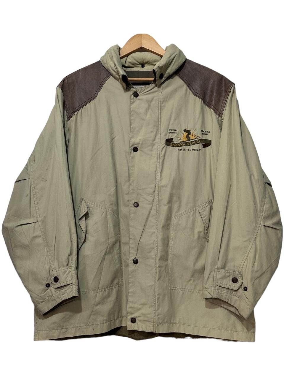 90s BANANA REPUBLIC Nylon Cotton Safari Jacket カーキ S 90s BANANA REPUBLIC Nylon Cotton Safari Jacket カーキ S