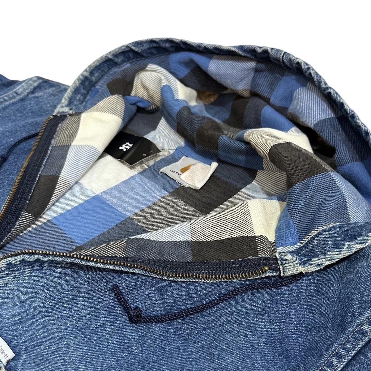 USA製 90s Carhartt Flannel Lined Denim Active Jacket 青 L USA製 90s Carhartt Flannel Lined Denim Active Jacket 青 L