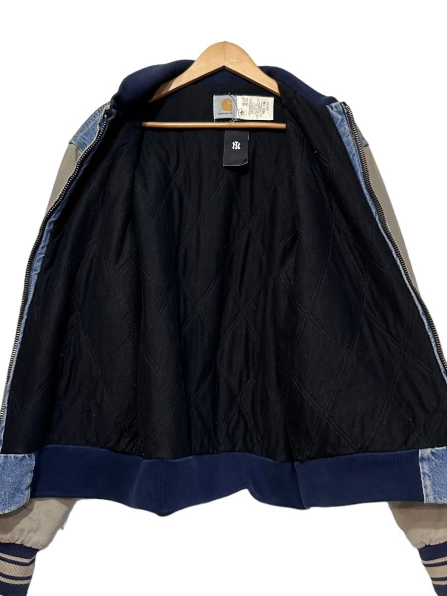 USA製 90s Carhartt Zip Up Denim Varsity Jacket 青 M USA製 90s Carhartt Zip Up Denim Varsity Jacket 青 M