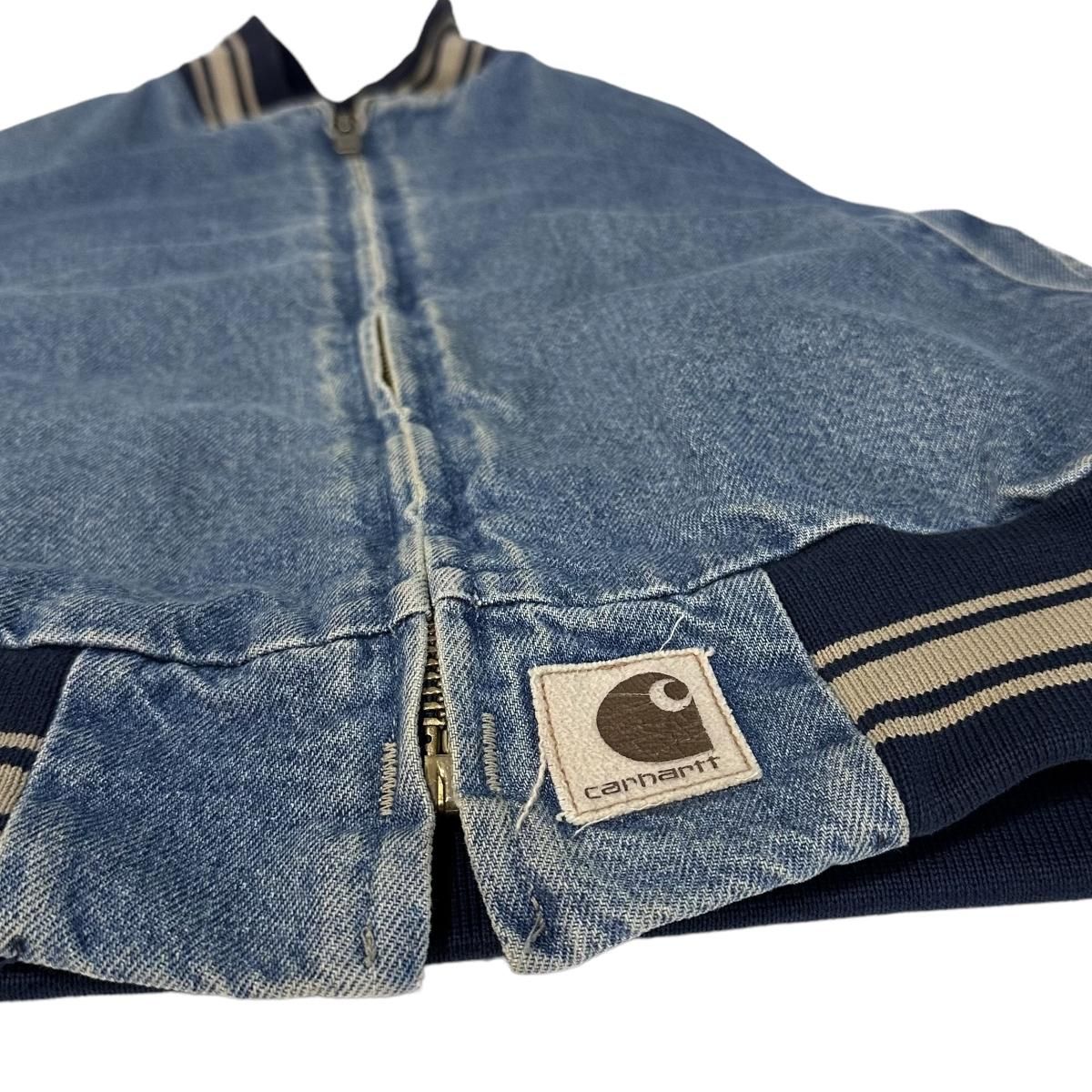 USA製 90s Carhartt Zip Up Denim Varsity Jacket 青 M USA製 90s Carhartt Zip Up Denim Varsity Jacket 青 M
