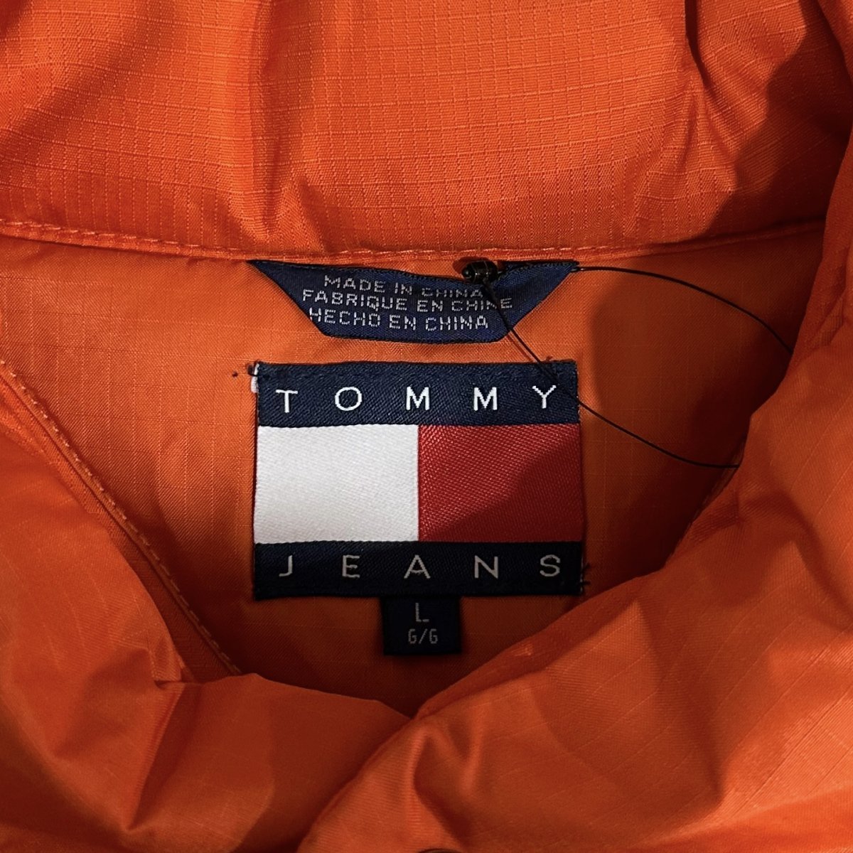 Deadstock 90s TOMMY JEANS Logo Down Vest オレンジ L トミージーンズ