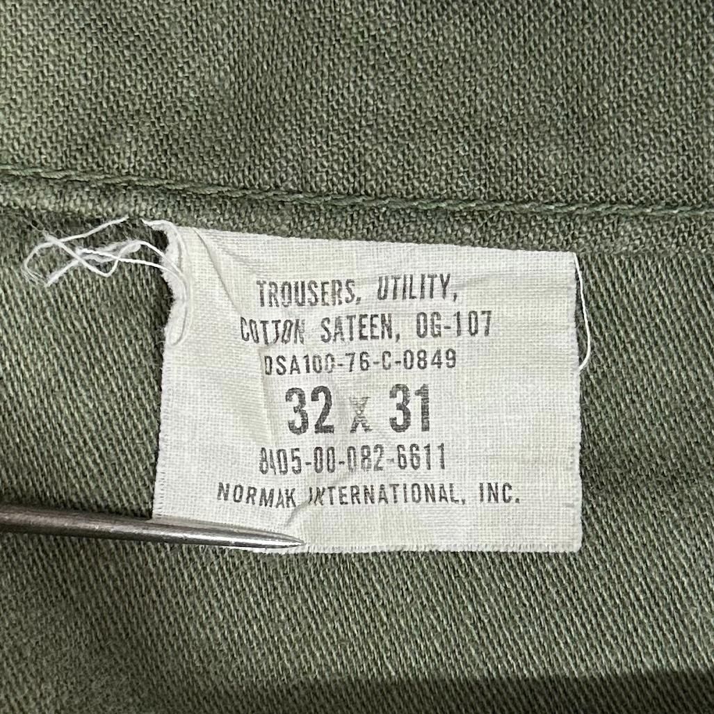 70s US ARMY OG107 Utility Pants オリーブ 実寸W32×L28 米軍