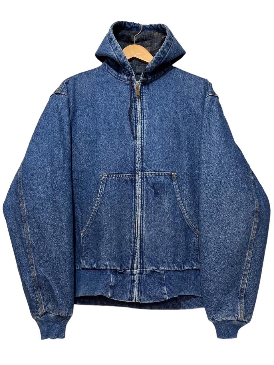 USA製 90s Carhartt Blanket Lined Denim Active Jacket 紺 M カーハート アクティブジャケット  デニム 裏地ブランケット ネイビー JB1198 古着 - NEWJOKE ONLINE STORE