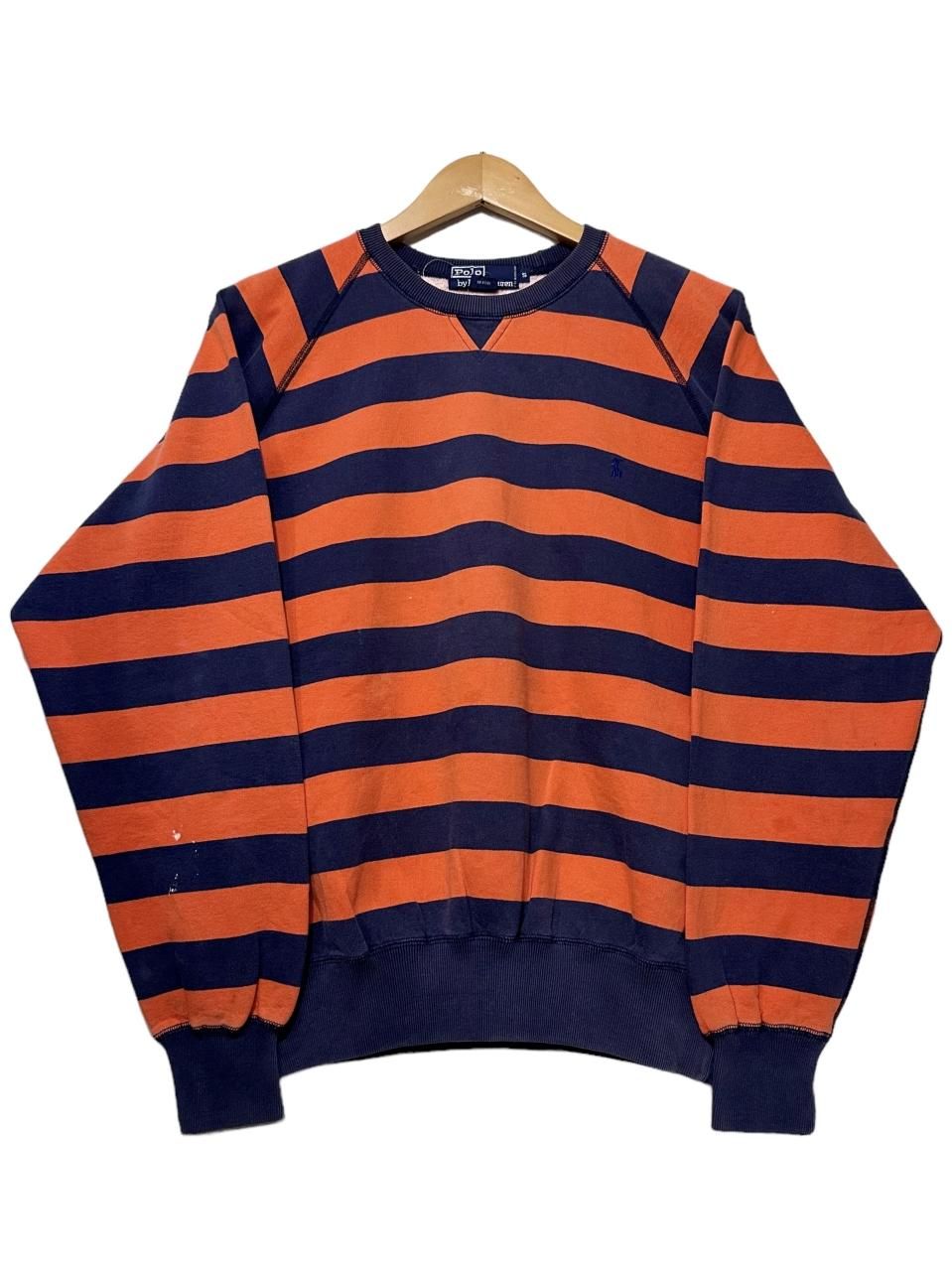 90s Polo Ralph Lauren Stripe Sweatshirt 紺オレンジ S ポロ 90s Polo Ralph Lauren Stripe Sweatshirt 紺オレンジ S ポロ