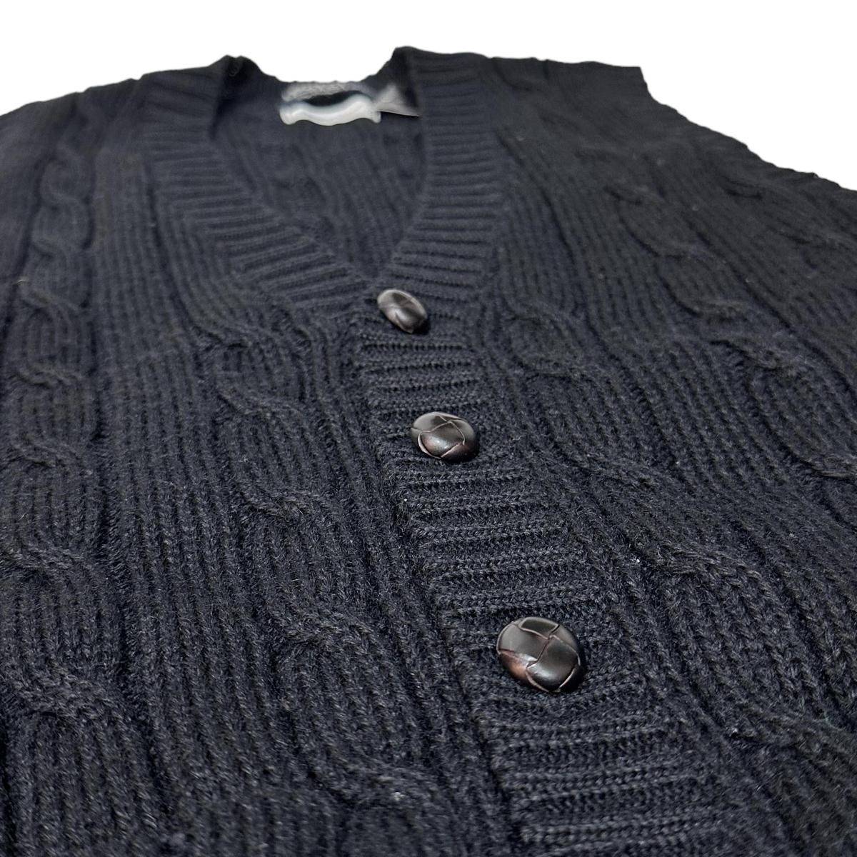 90s Polo Ralph Lauren Wool Cable Knit Vest 黒 L ポロラルフ 90s Polo Ralph Lauren Wool Cable Knit Vest 黒 L ポロラルフ