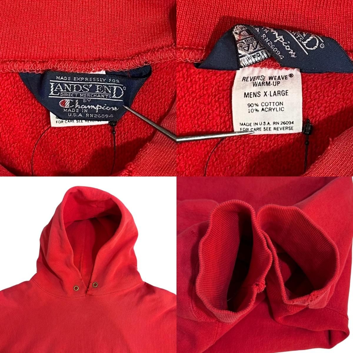 USA製 90s LANDS' END by Champion R/W Sweat Hoodie 赤 XL USA製 90s LANDS' END by Champion R/W Sweat Hoodie 赤 XL