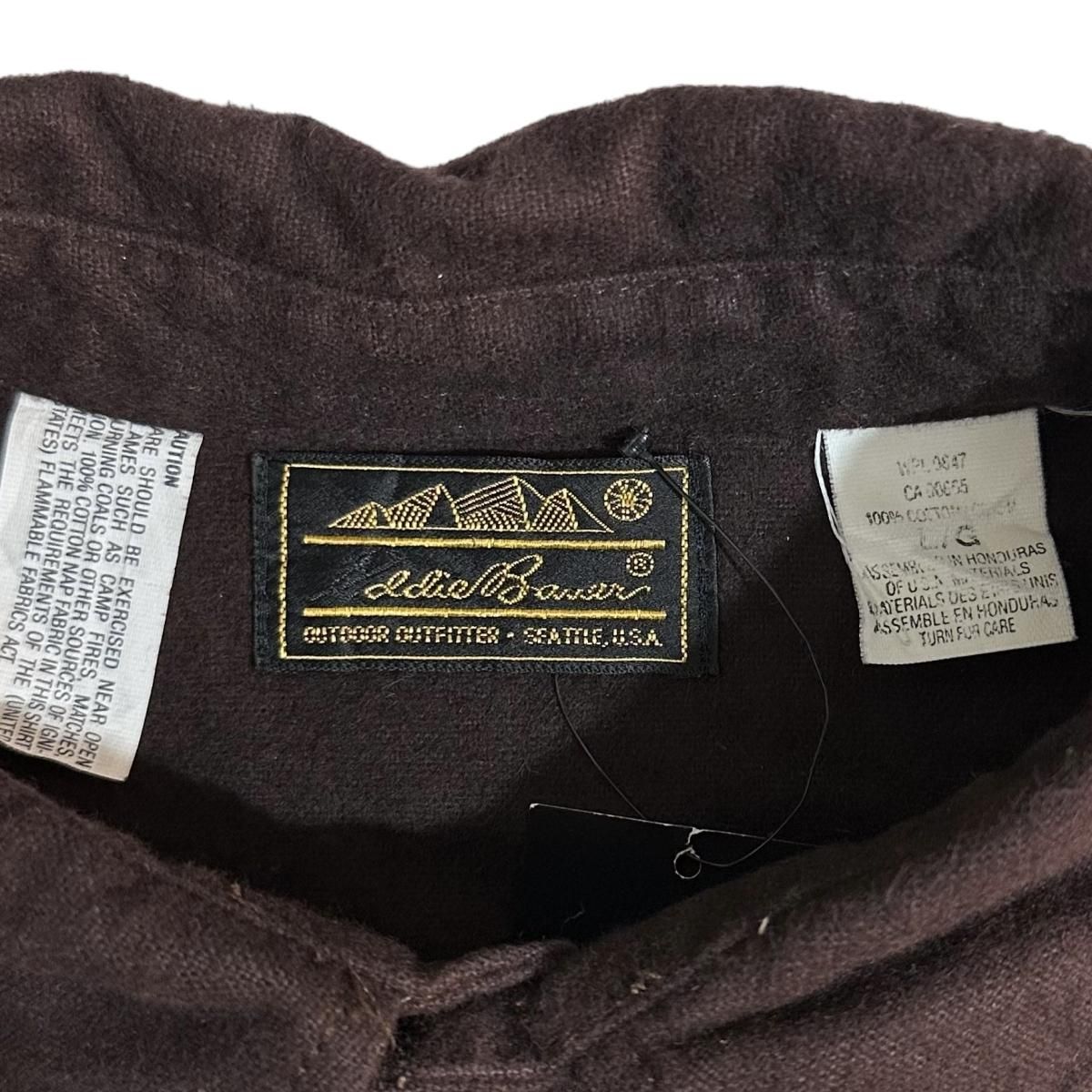 80s Eddie Bauer Chamois Cloth L/S Shirt 茶 L 黒タグ エディー 80s Eddie Bauer Chamois Cloth L/S Shirt 茶 L 黒タグ エディー