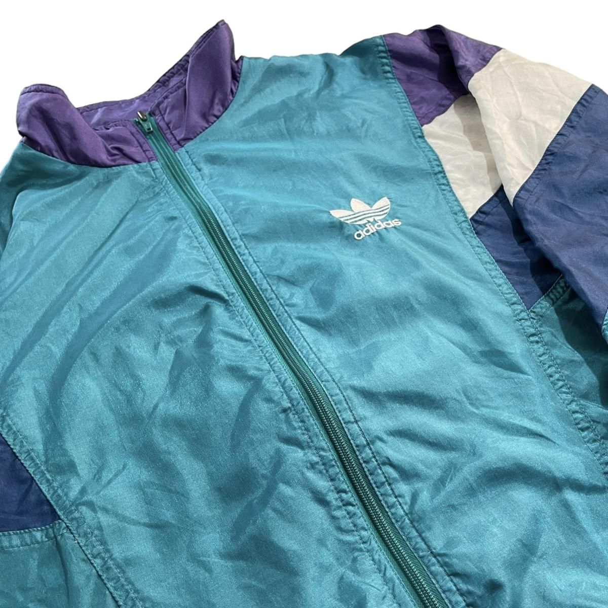 90s adidas Logo Nylon Jacket エメラルド紫 L相当 アディダス 90s adidas Logo Nylon Jacket エメラルド紫 L相当 アディダス