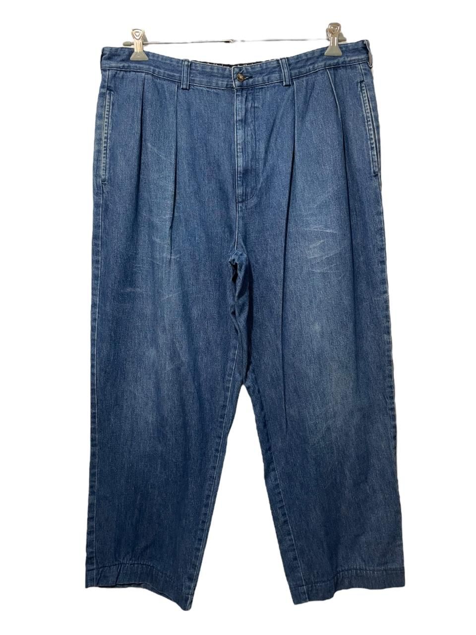 90~00s Polo Ralph Lauren 2 Tuck Denim Pants 青 W37×L28 ポロラルフ 